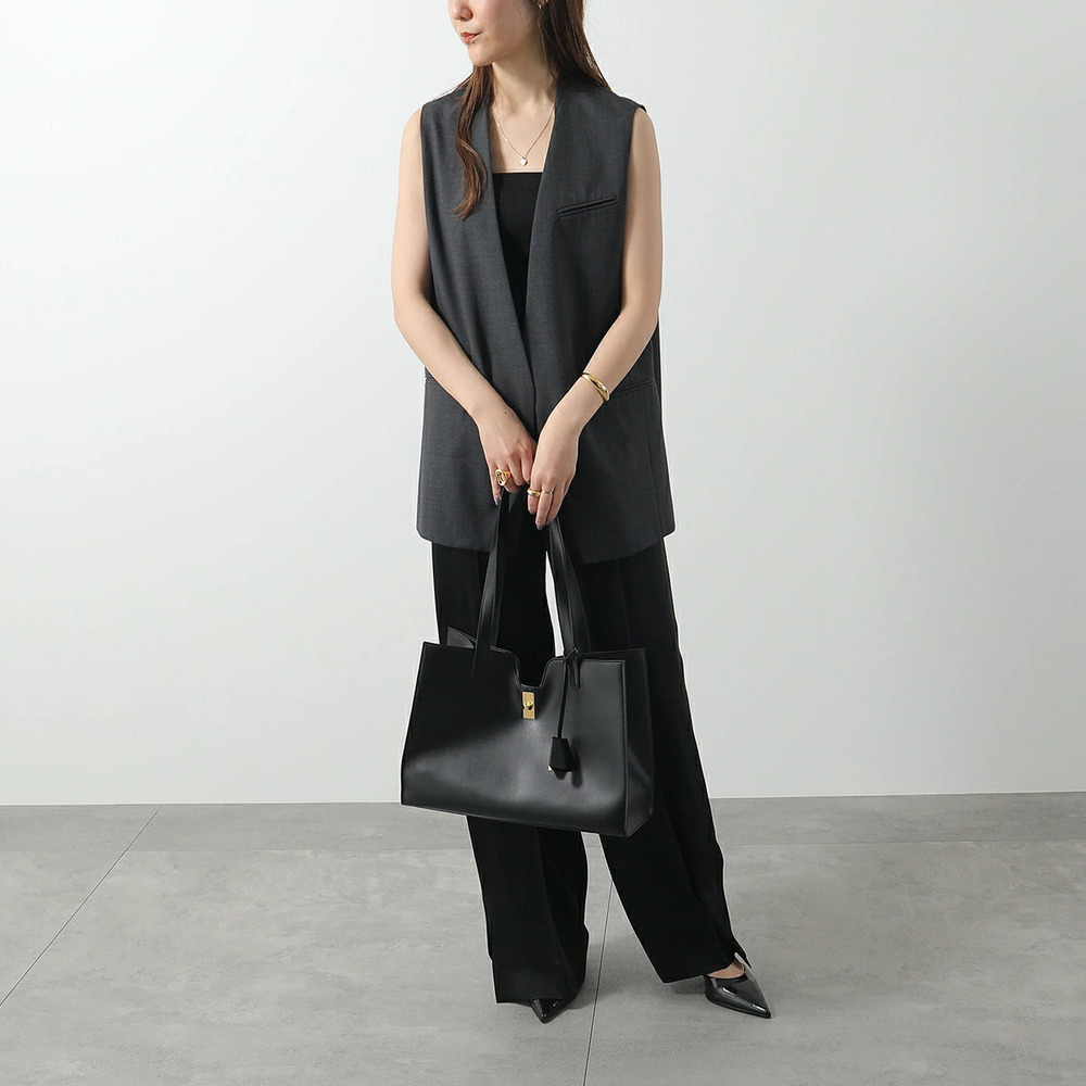 Celine Cabas Tote Bag Black Leather
